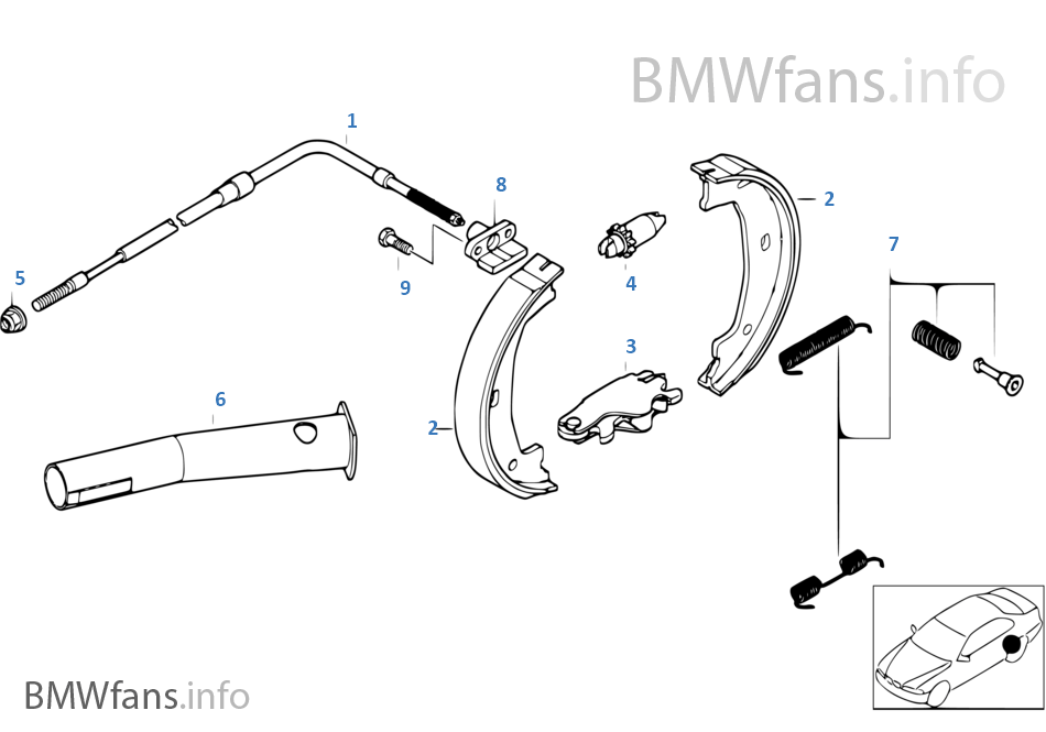 Parking brake/brake shoes | BMW 3' E46 M3 S54 USA