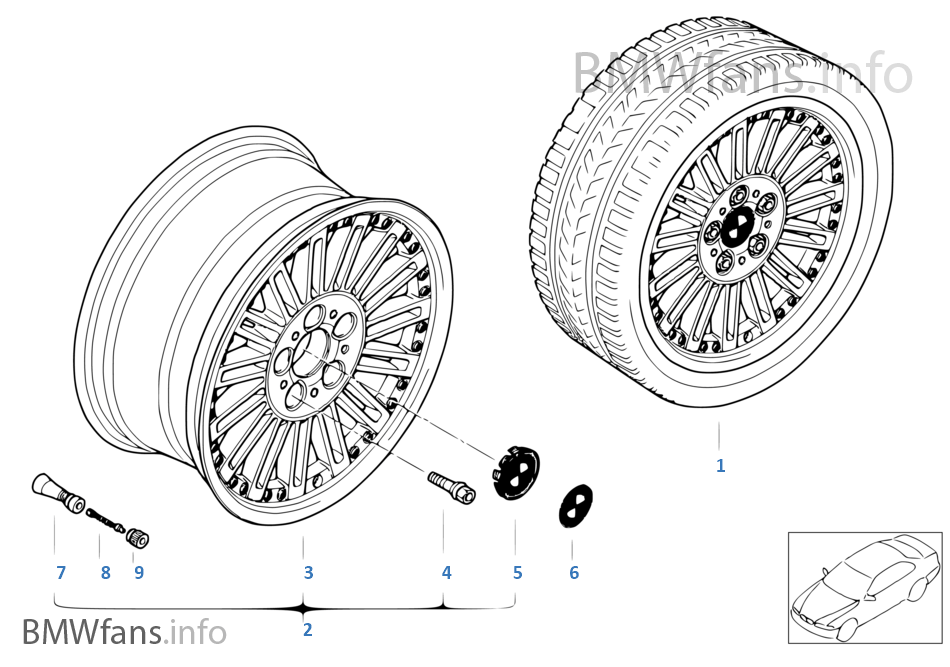 BMW composite wheel, radial spoke 86