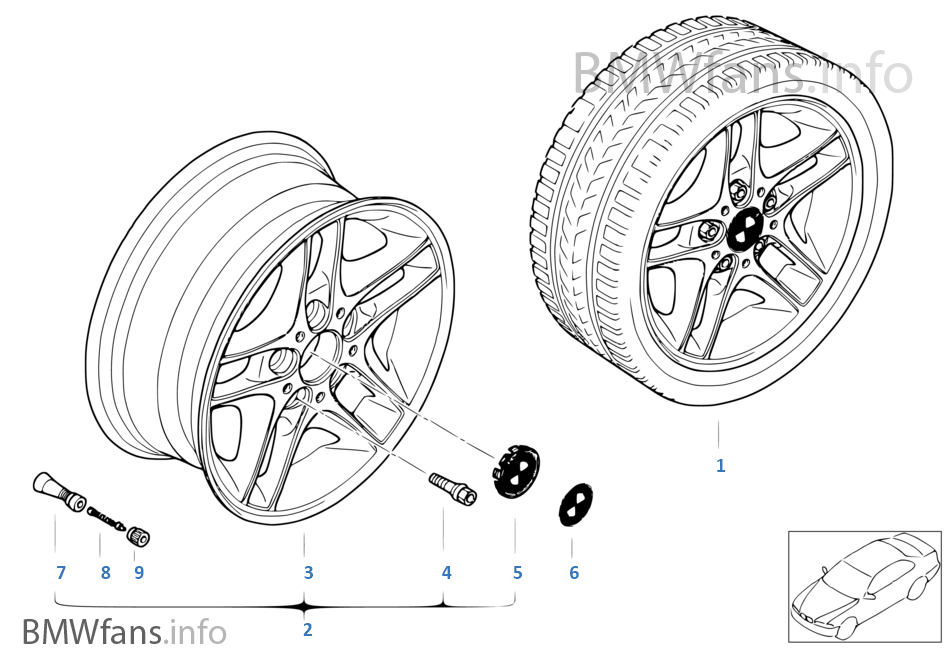 BMW 輕質合金輪輞 雙輪輻 88