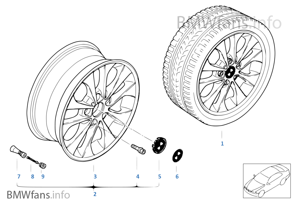 BMW 輕質合金輪輞 雙輪輻 98