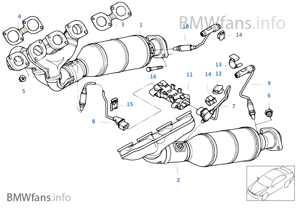 Exhaust manifold with catalyst | BMW 7' E66 750Li N62N USA