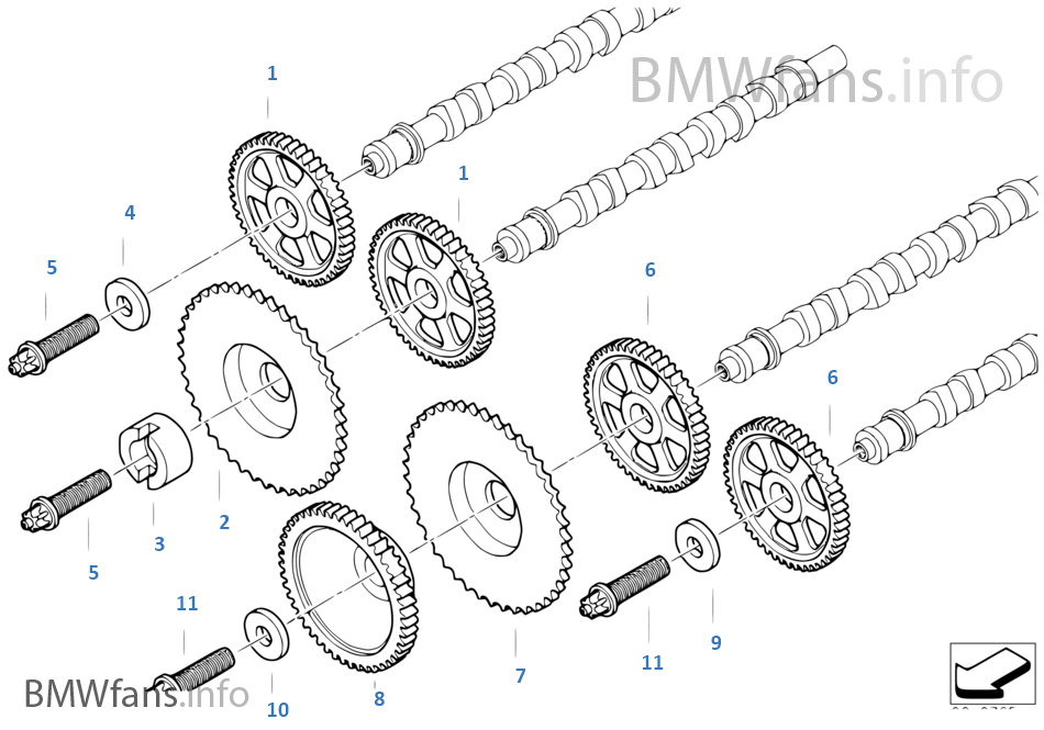 Timing gear timing chain top