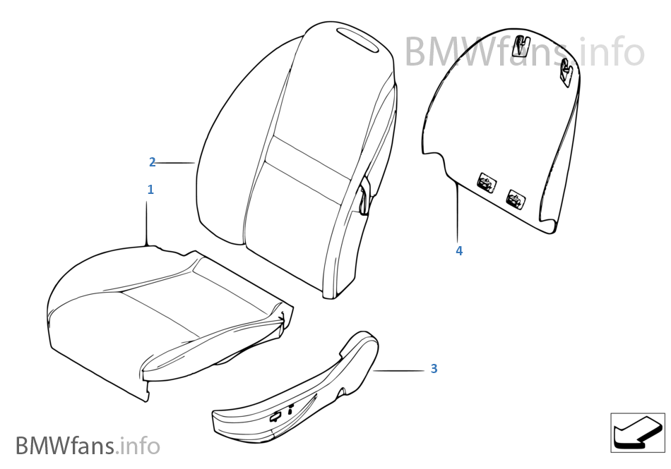 Indiv. cover, sports seat & attach parts