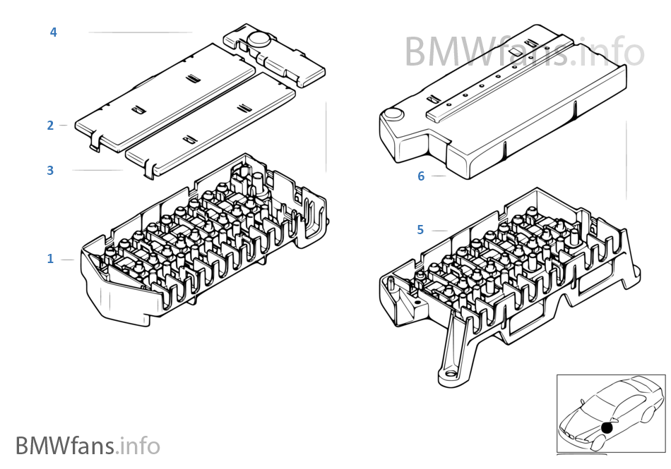 Single components for fuse housing