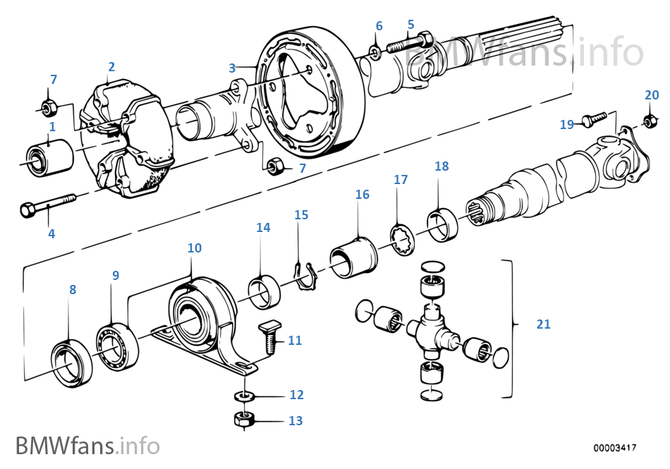 Drive shaft, univ.joint/center mounting