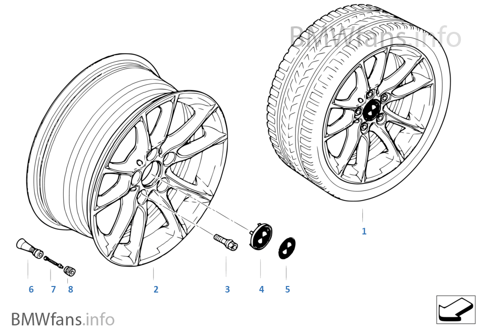 BMW light alloy wheel, radial spoke 50