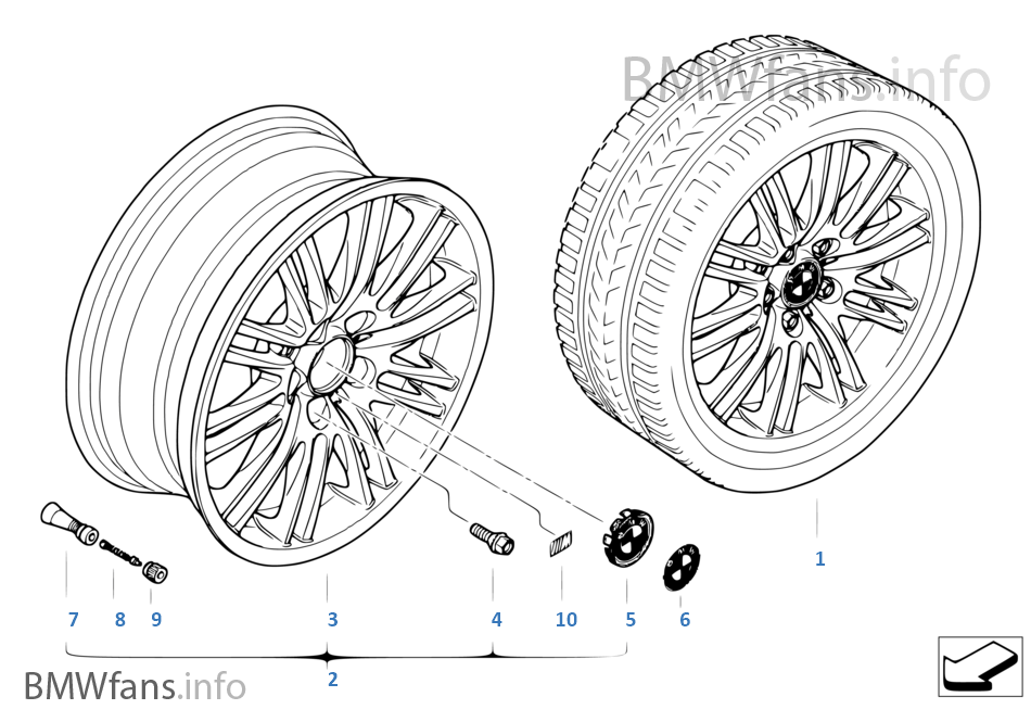 BMW 輕合金輪輞 M 雙輪幅 164