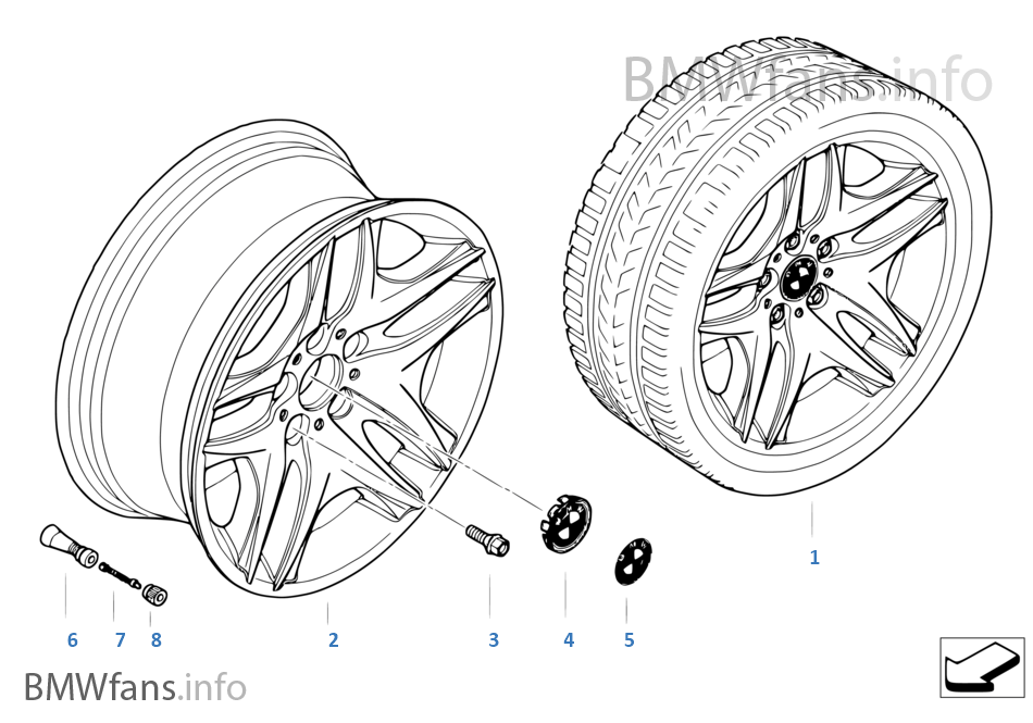 BMW alloy wheel, double spoke 129