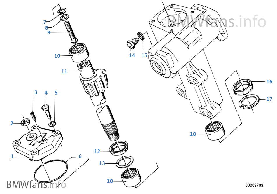 Hydro steering box — sector shaft/mount.