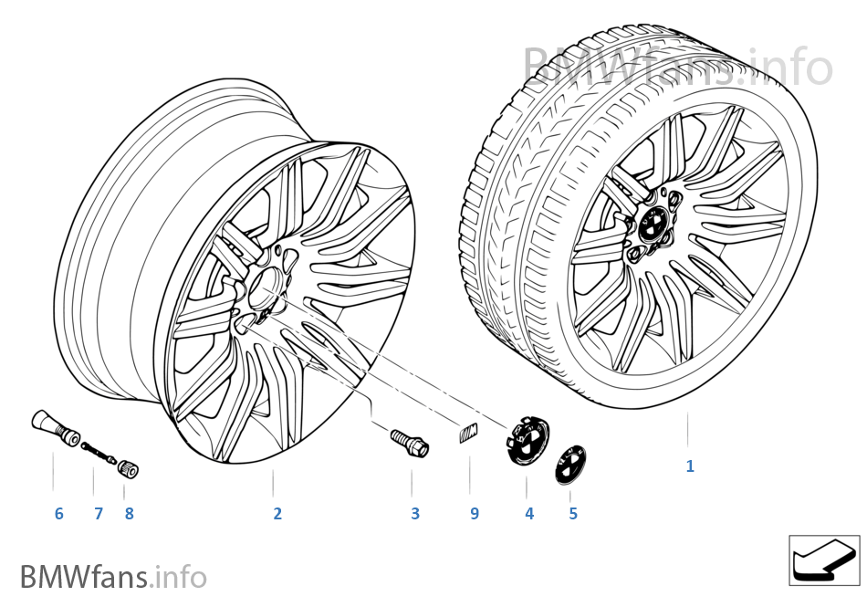 BMW 輕質合金輪輞 M 雙輪幅 172