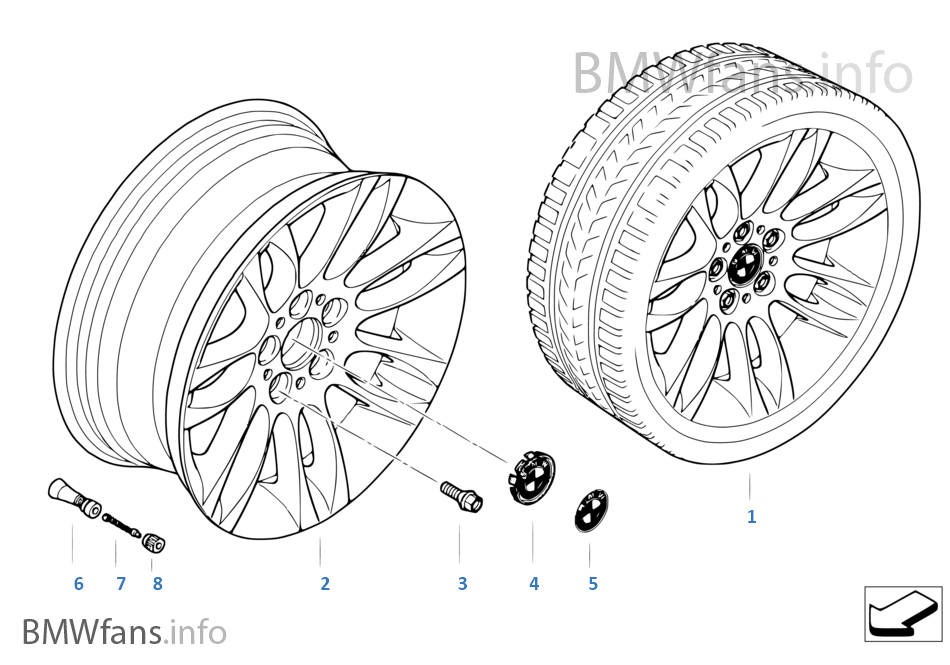 BMW 輕質合金輪輞 雙輪幅 195