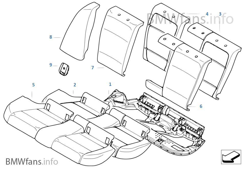 座椅 後部 座墊和座套 通入式裝載系統