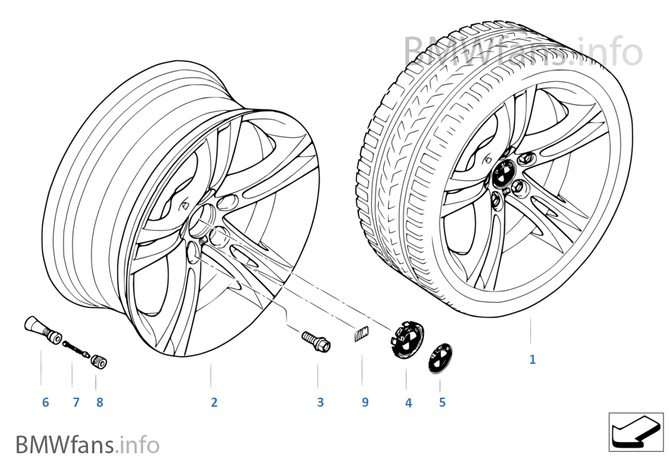 BMW 輕質合金輪輞 M 雙輪幅 184