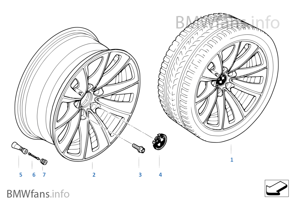 BMW 輕質合金輪輞 雙輪輻 247