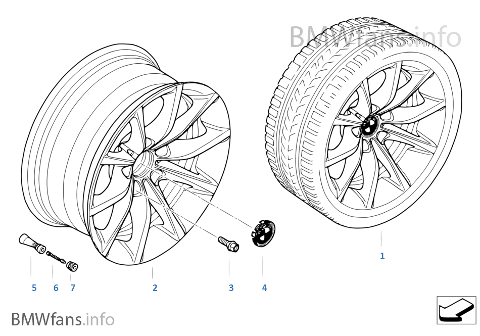 BMW 輕質合金輪輞 V 形輪幅 245