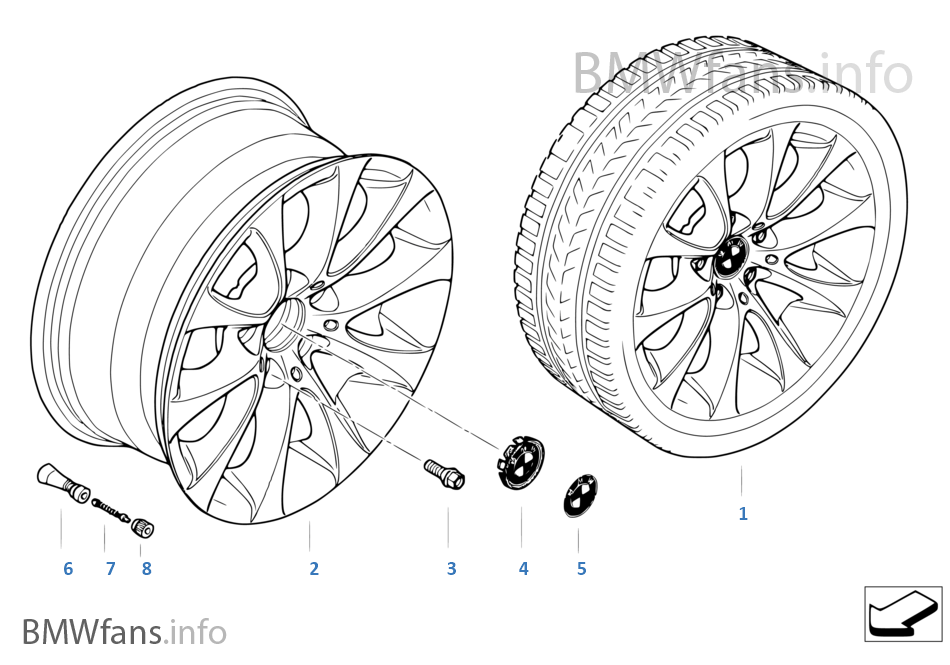 BMW light alloy wheel, V-spoke 188