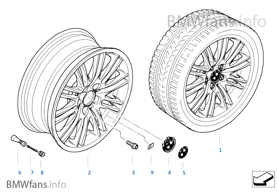 BMW alloy wheel, M double spoke 164