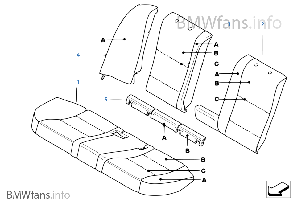 Indiv. cover for seat, rear, LC