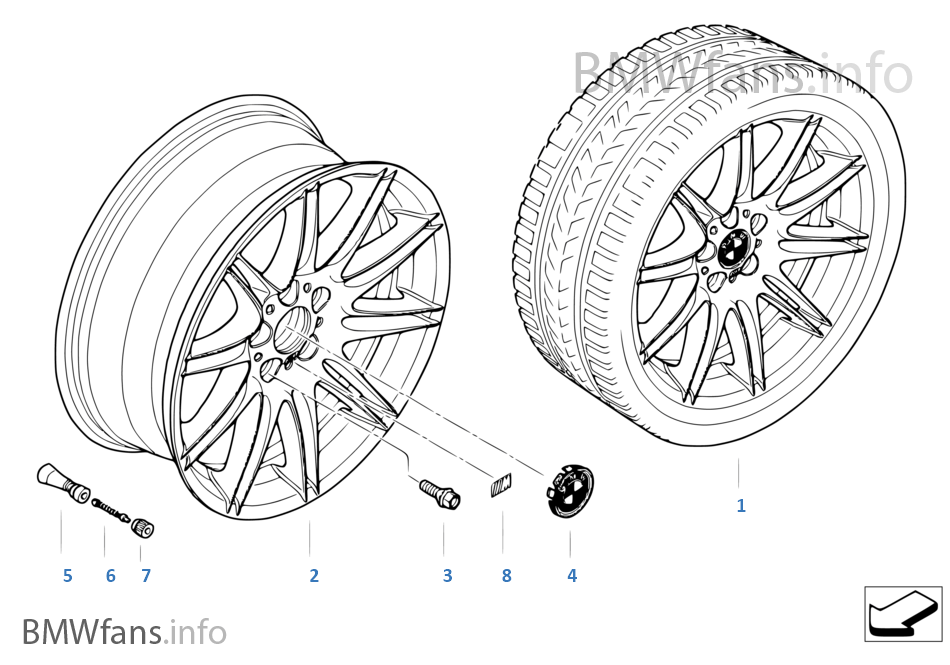 BMW alloy wheel, M double spoke 225