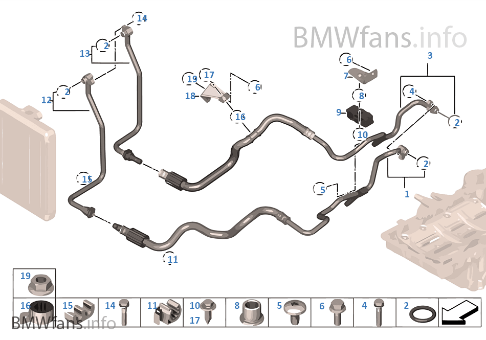 BMW Cooling System O-Ring Kit X5M X5 M  E70 S63 Radiator Heater Hose Sensor Set