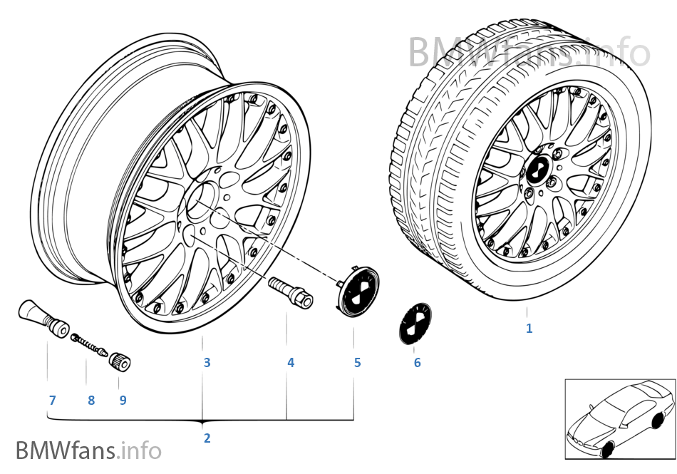 BMW l-alloy wheel, cross spoke comp.II 42