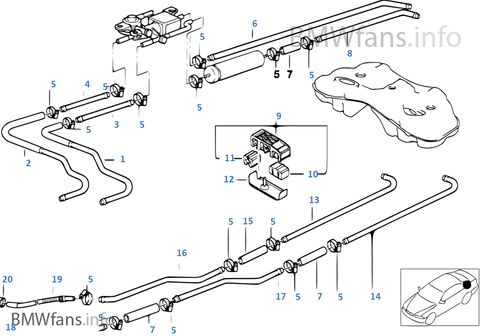 Fuel pipe and mounting parts