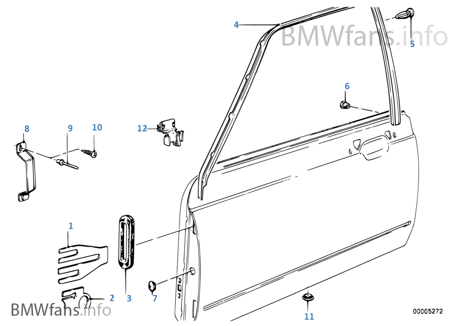 Front door-window frame/mounting parts