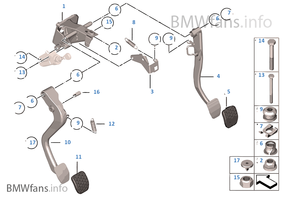 Foot lever mech. with return spring