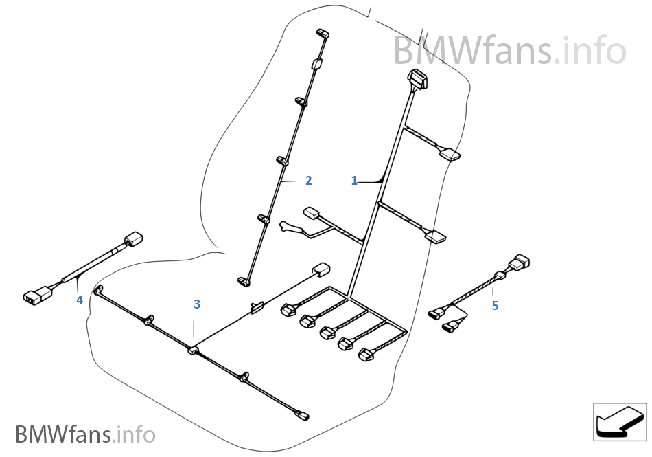 Supplementary wiring harnesses, seat