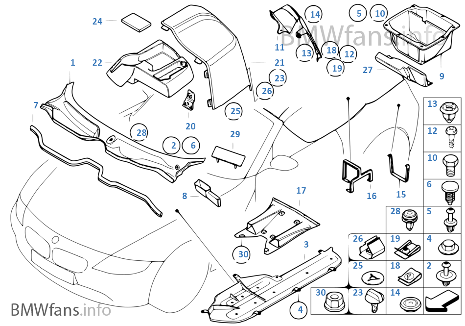 Pièces diverses de carrosserie