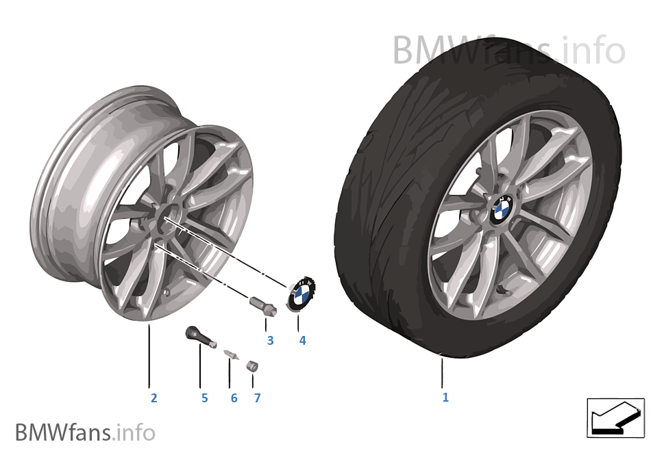 BMW 輕合金車輪 V 式輪輻 378