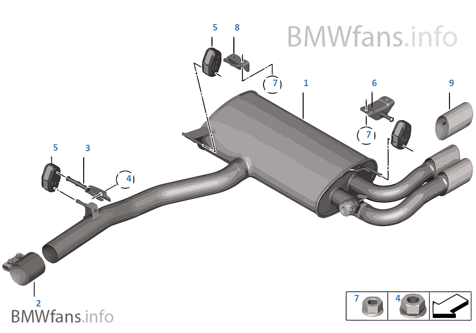 Exhaust system, rear