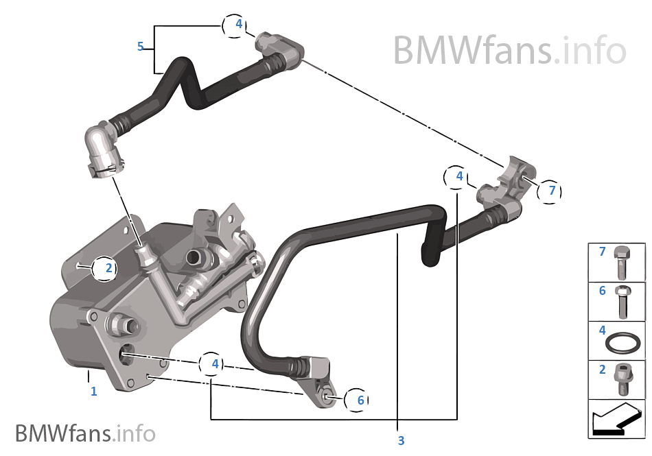 Heat exch./transmission oil cooler line