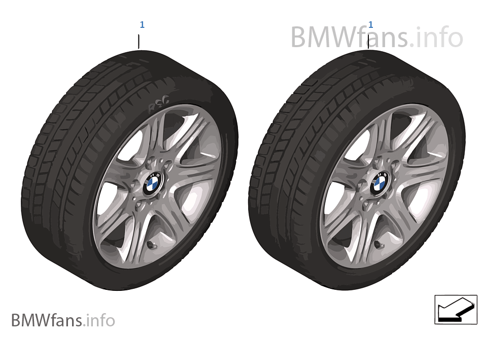 Winter wheel & tire set, Star Spoke 377