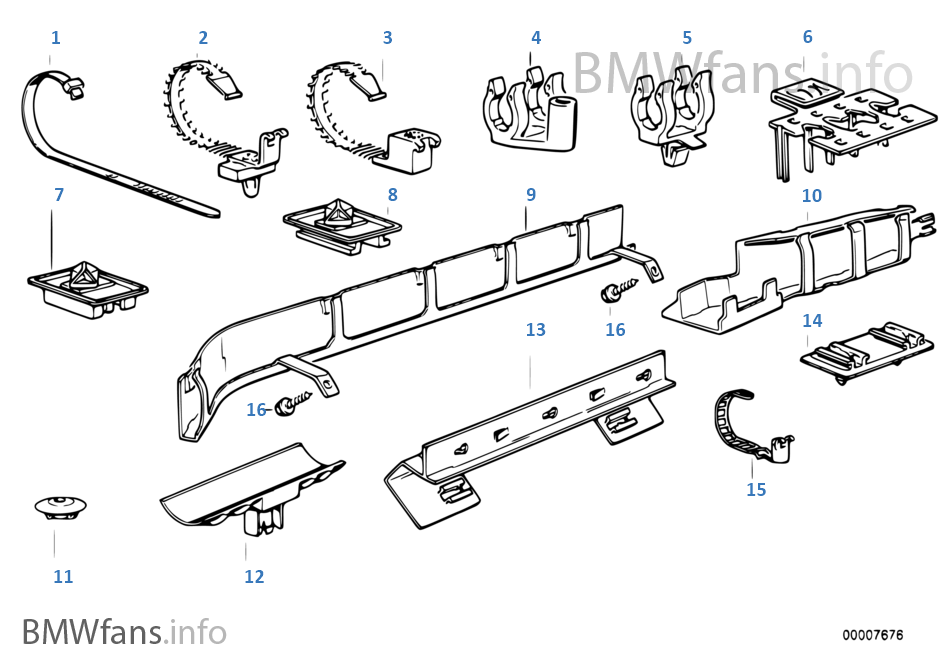 Various cable clamps