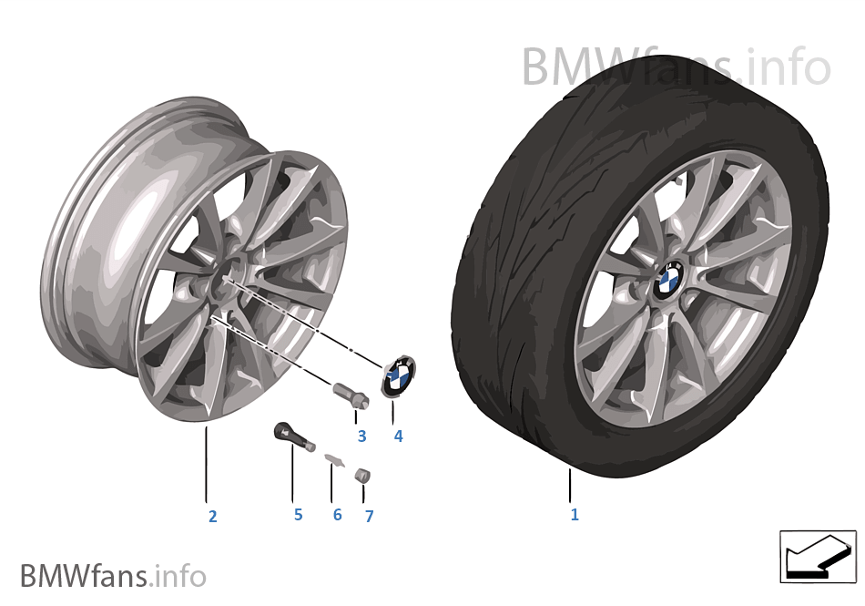 BMW 輕質鋁合金輪輞 V 型輪輻 390 - 16''