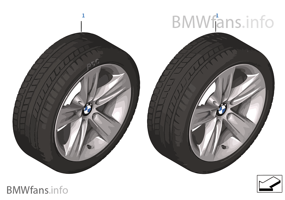 Winter wheel & tire set, Star Spoke 391