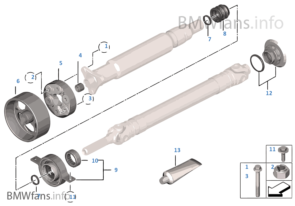 Hardy couplings/center bearing/inner nut