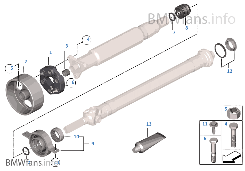 Drive shaft, single components