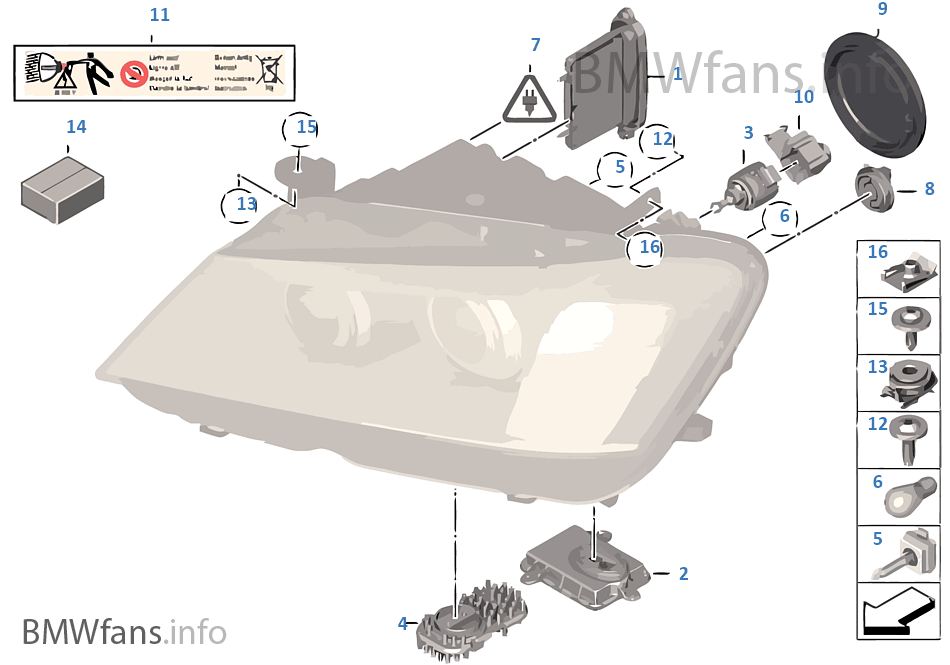 Single components f headlight Xenon/ALC