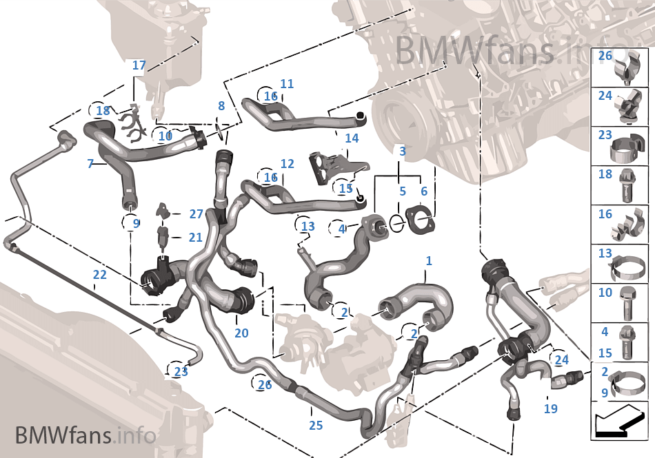 Auto Transmission Upper Radiator Hose to Thermostat for 2004-2005 BMW E60 525i 530i 