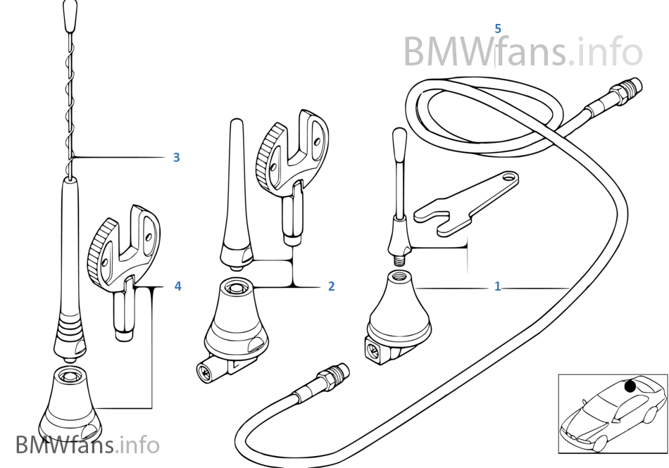 Single parts f telephone roof antenna