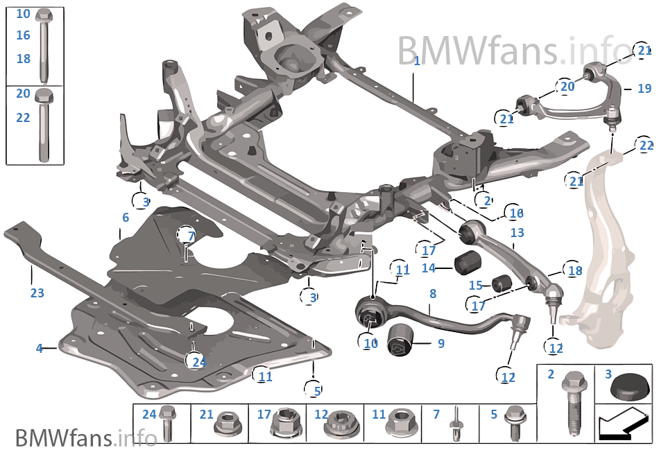 Frnt axle support, wishbone/tension strut