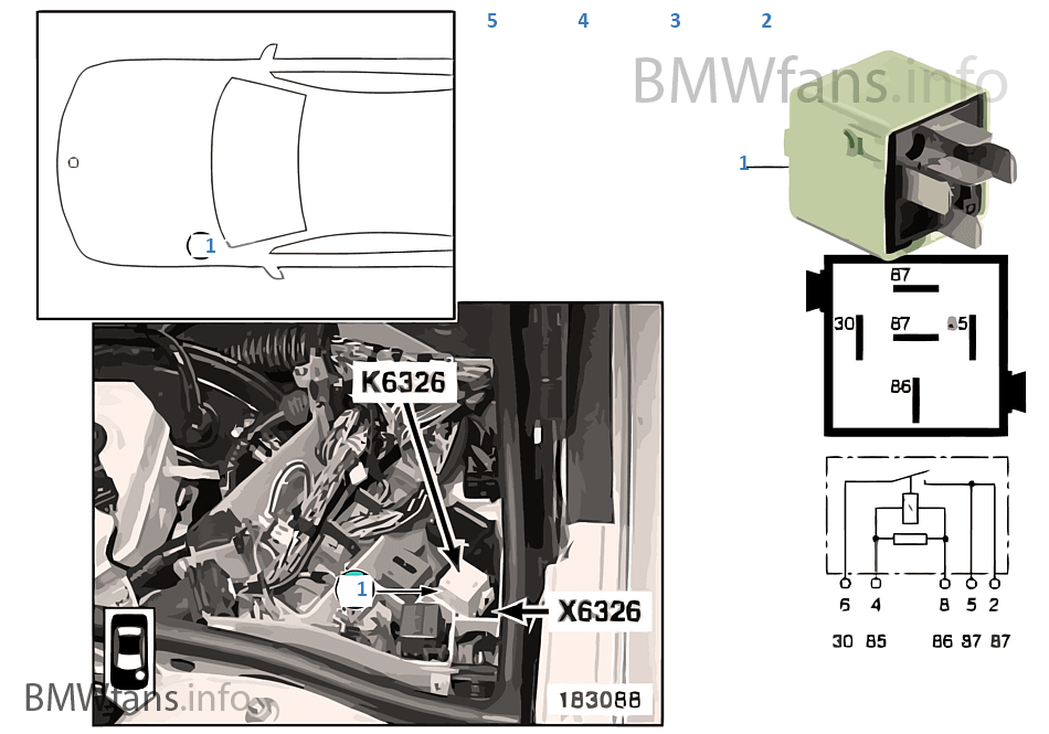 Relais de délestage borne 15 K6326 BMW 3