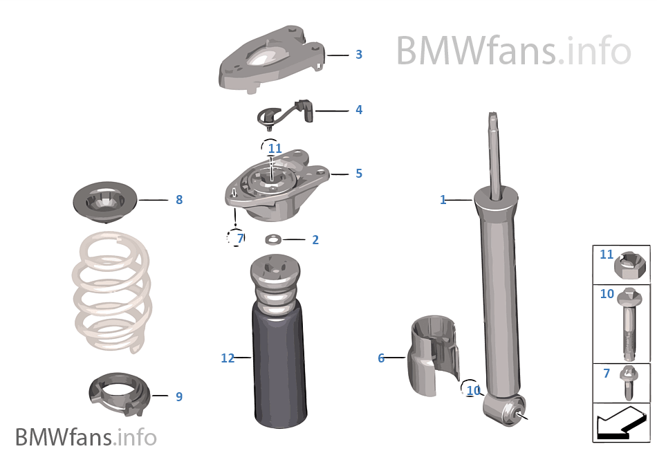 Shock absorber, rear, VDC | BMW X1 F48 X1 28iX B46 USA