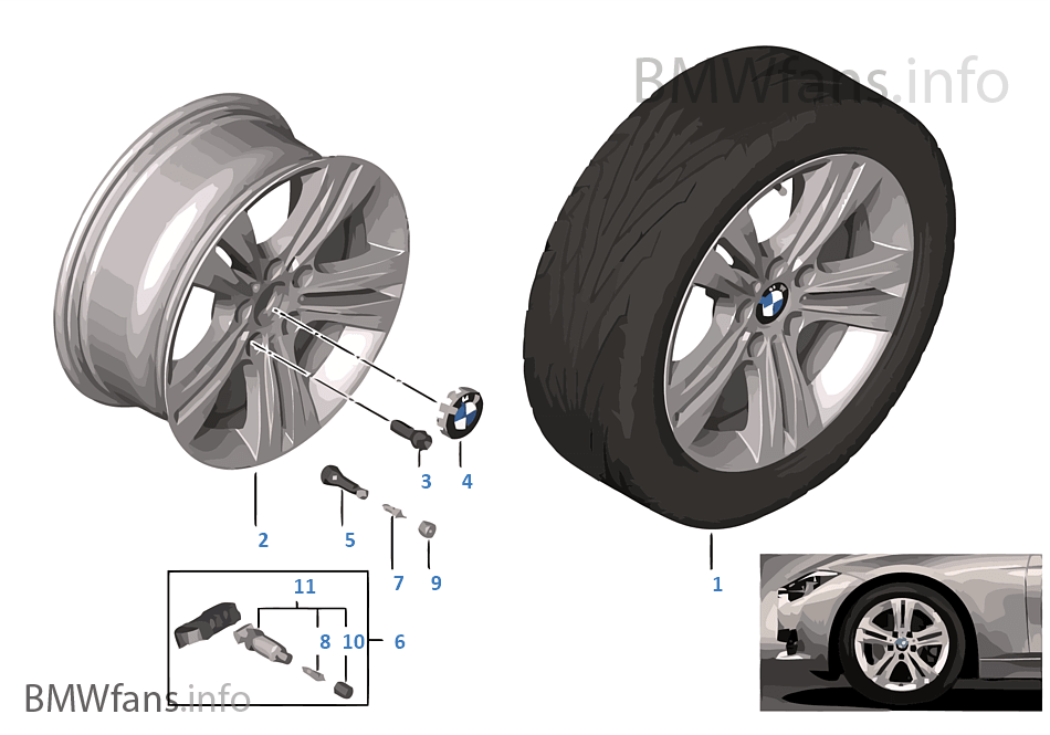 BMW 輕質鋁合金輪輞 雙輪輻 392 - 17''