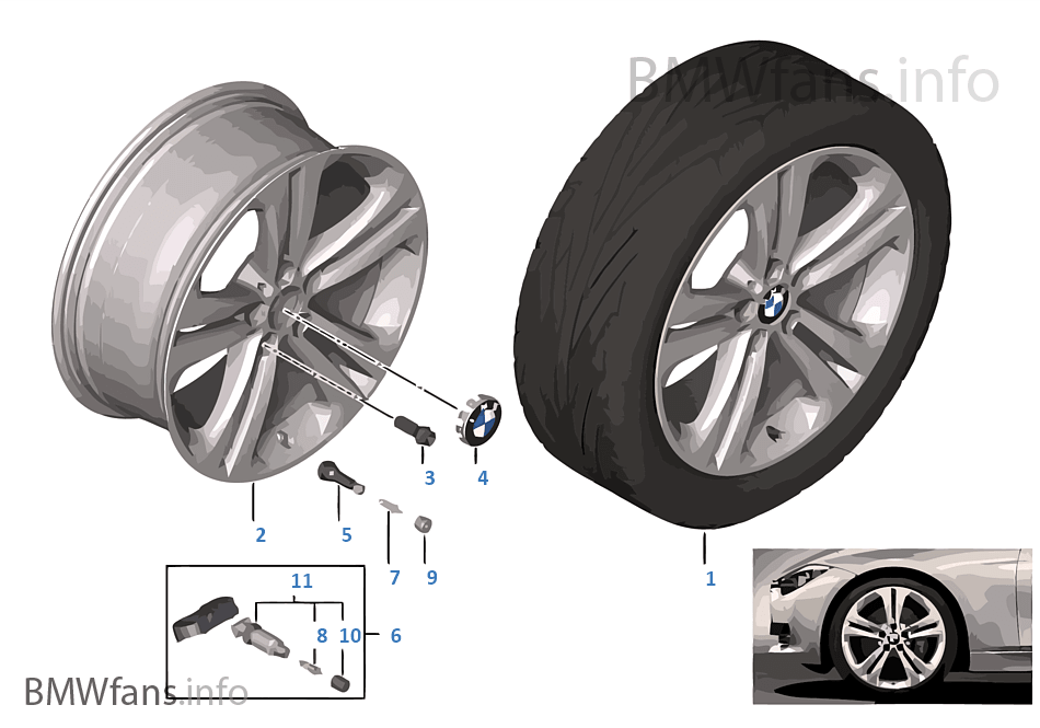 BMW 輕質鋁合金輪輞 雙輪輻 401 - 19''