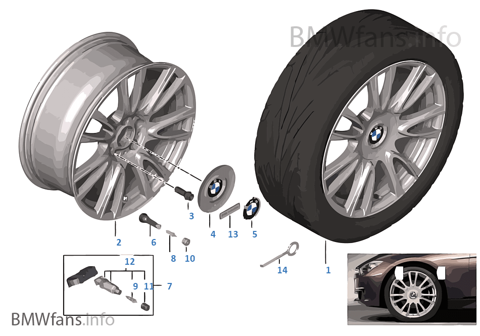 Roue all. BMW Indiv. rayons V 439 -19''