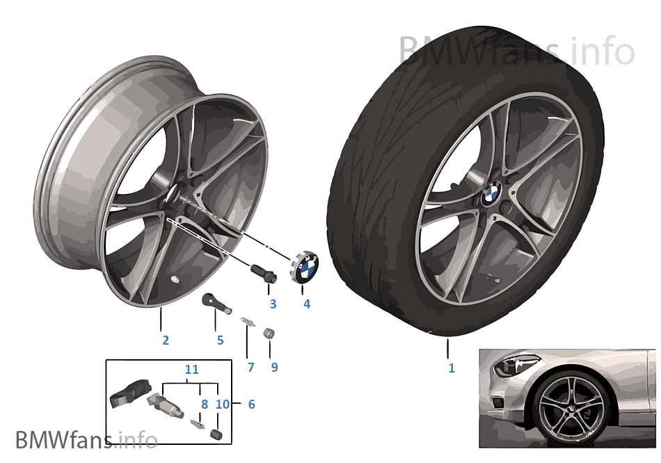 BMW 輕質鋁合金輪輞 雙輪輻 361-19''