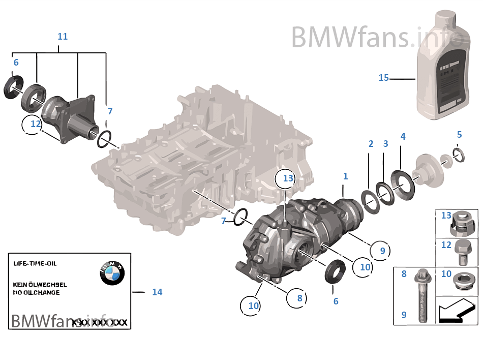 Front diff., components, all-wheel